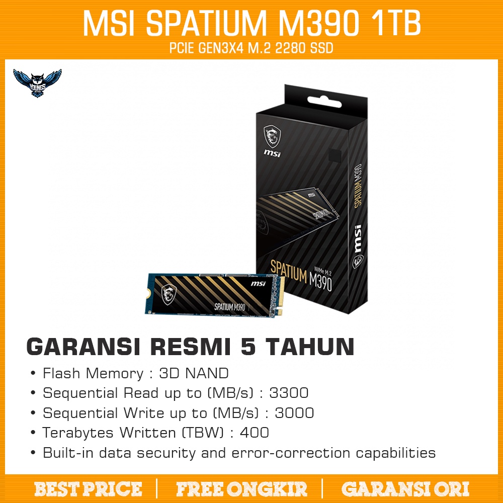 SSD MSI SPATIUM M390 1TB | SSD M.2 NVMe PCIe 3.0