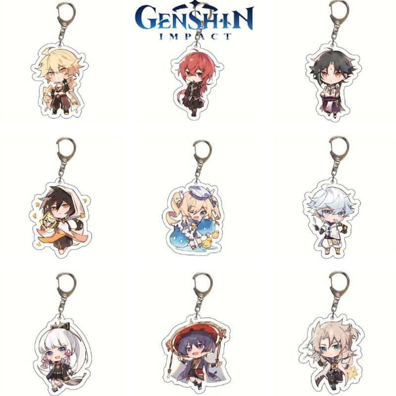 Genshin Impact Figure Keychain Keyring Zhongli Kazuha Toy Bag Pendant Gift Anime