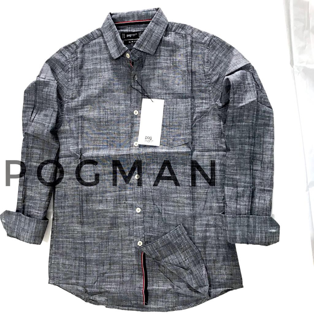 kemeja polos lengan panjang linen premium pogman