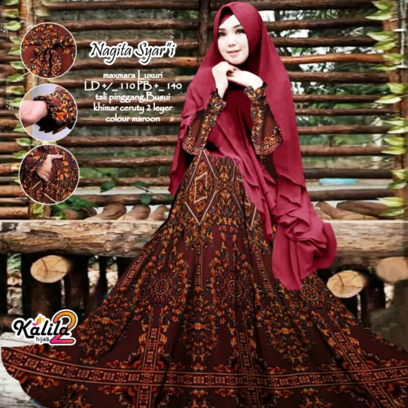 TOP [BISA COD] NAGITA GAMIS SYAR'I ORIGINAL BY KALILA2 / GAMIS SYARI BAHAN MAXMARA LUX