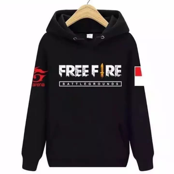 SWEATER FREEFIRE DEWASA UKURAN M.L.XL HITAM MERAH PUTIH KUALITAS TEBAL