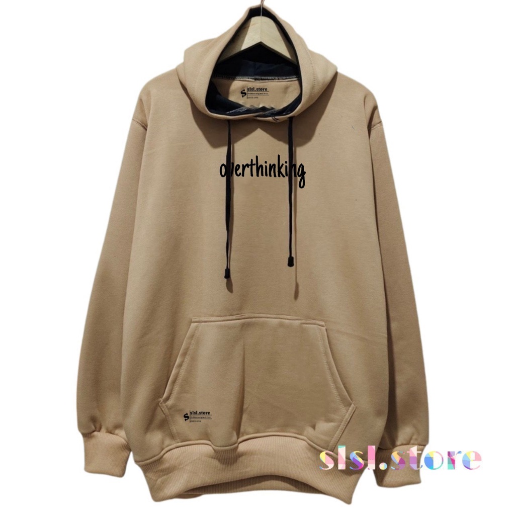 Hoodie Pria Premium Distro List Overthinking Warna Krem Hodie Authentic Basic Jumper Original