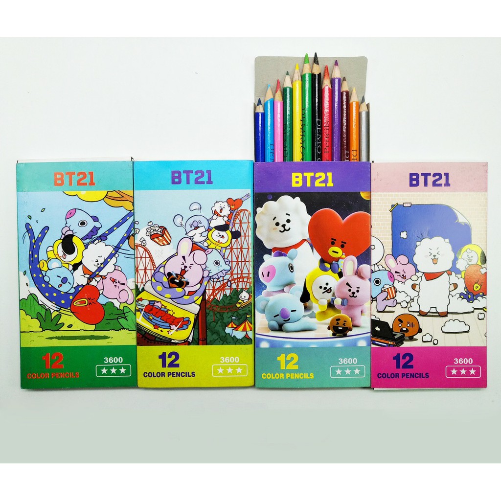 1 LUSIN ISI 12 | PENSIL WARNA BT21 &amp; MONTANA / PENCIL WARNA BTS SET / PENSIL WARNA MONTANA