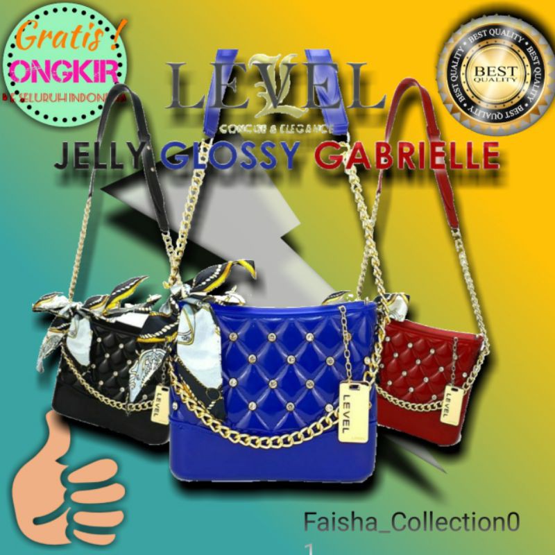 TAS LEVEL JELLY GLOSSY GABRIELLE IMPORT FASHION wanita batam murah selempang