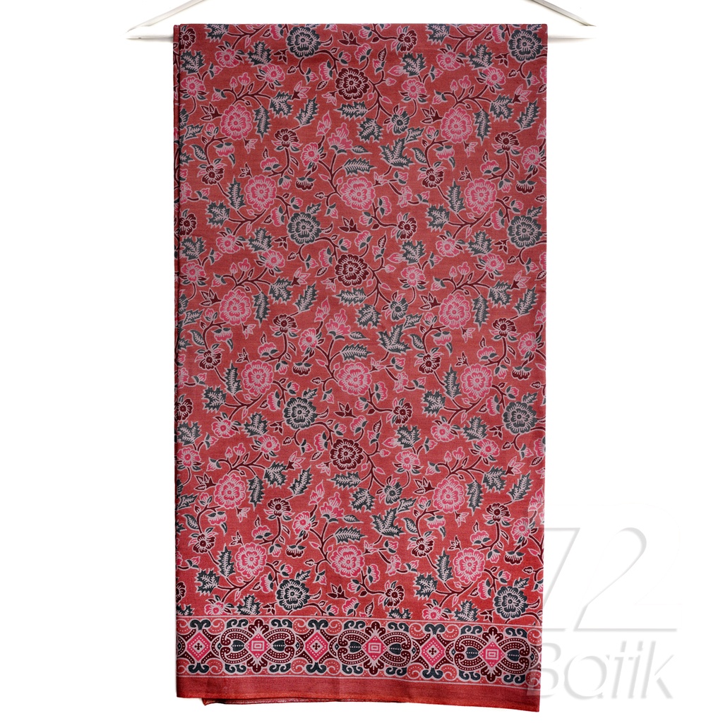 KAIN BATIK PREMIUM Bahan Katun Motif Kembang Warna Merah Merah Muda Hitam 722084 Cap 72 Jarik Jarit Samping Kebat Panjang Batik Katun Modern Premium Bahan Seragam Batik Pernikahan Kantor Keluarga Murah Kamen Jadi Batik Bali Lembaran