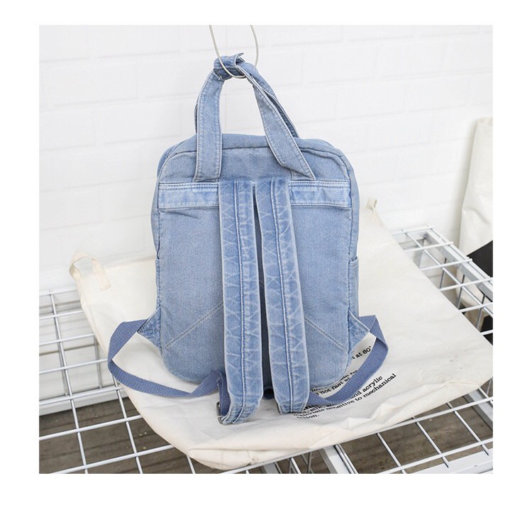 Denim Korean backpack Import-Jeans polos tas ransel sekolah kuliah remaja perempuan japan ulzzang