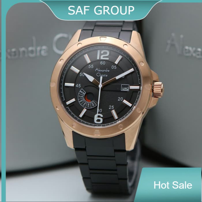 JAM TANGAN PRIA ALEXANDRE CHRISTIE AC 6536 AC6536 ROSEGOLD BLACK ORIGINAL by plp