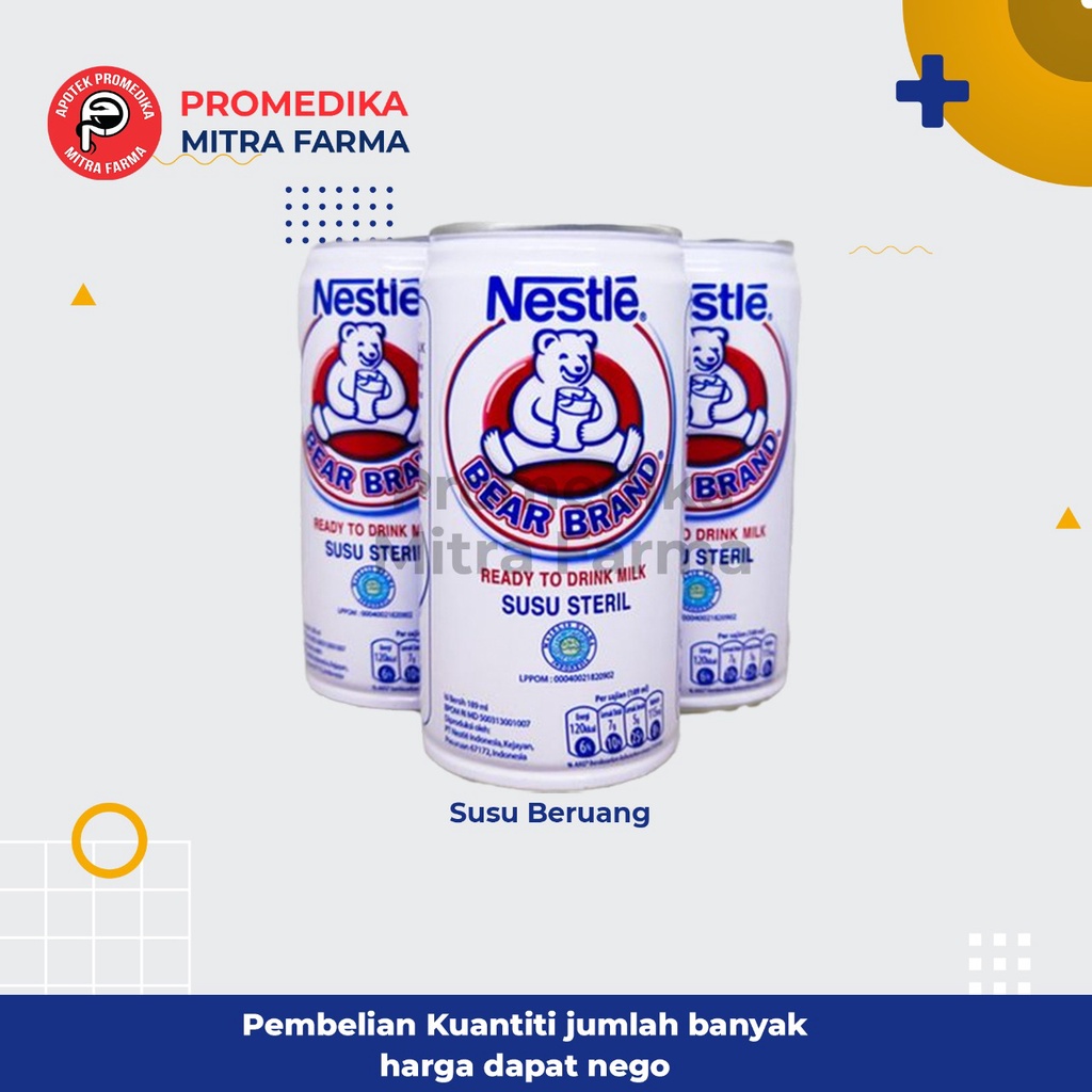 

Bear Brand Milk 189 ml / Botol / Susu Beruang / Susu Steril