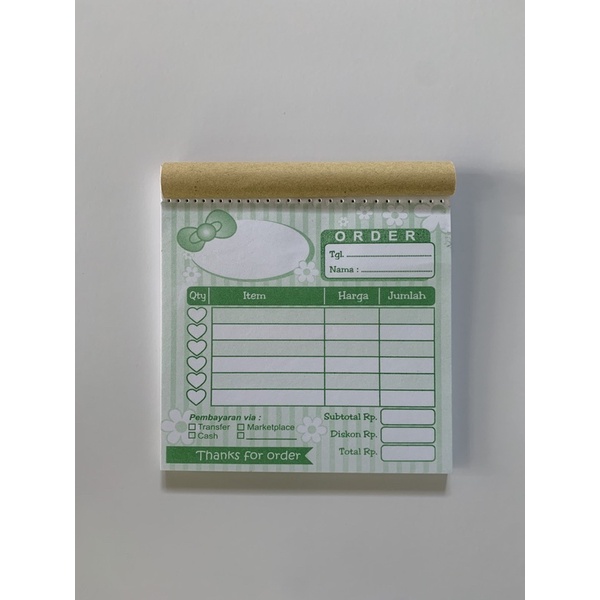 

NOTA OLSHOP MINI TANPA RANGKAP UKURAN SEPERENAM MOTIF HIJAU