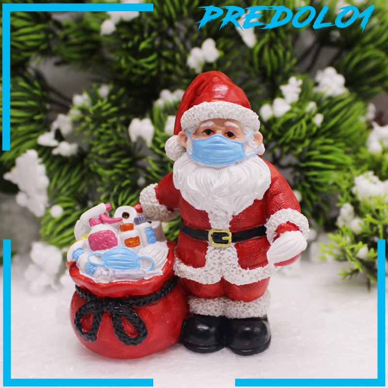 [PREDOLO1] Santa Claus Wearing Face Mask Ornament Decor Indoor Table Statue