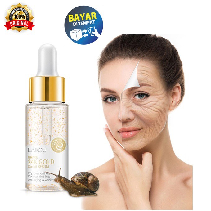 Serum Penghilang Flek Hitam Serum Penghilang Jerawat Dan Bekasnya Laikou Snail Serum 24K Gold Esens 