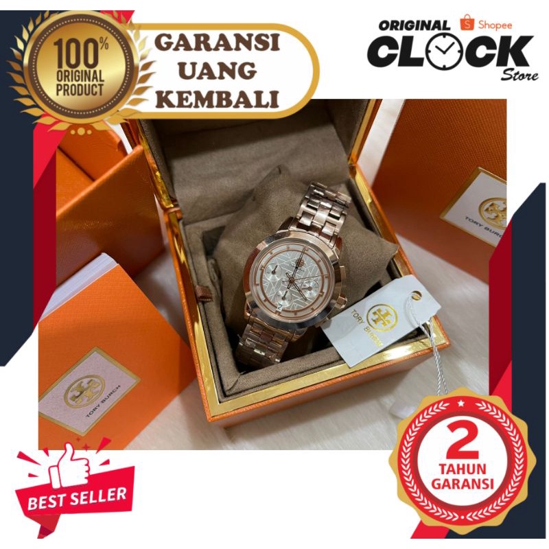 JAM TANGAN PRIA WANITA | RANTAI | KULIT | KARET | MURAH | - pria tory burch ori rosegold TB1033 stra