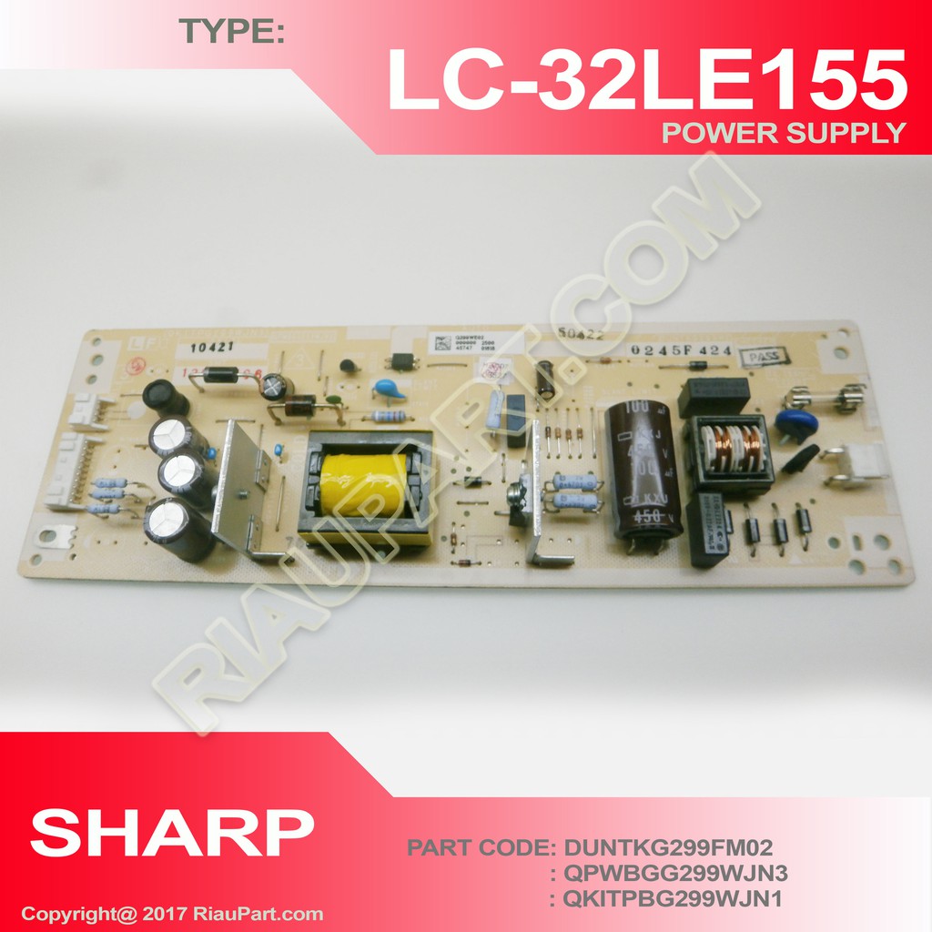 Power Supply TV Sharp LC-32LE155M - LC-32LE155 - LC32LE155M - LC32LE155 - QKITPG299WJN3