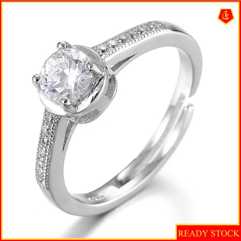 [Ready Stock]Simple Fashion Personality Female Silver Diamond-Studded Ring