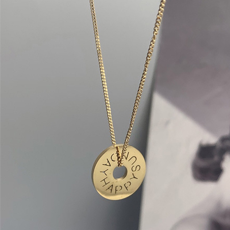 14K emas hollow huruf stainless steel kalung untuk wanita 2021 Eropa dan Amerika Baru In style titan