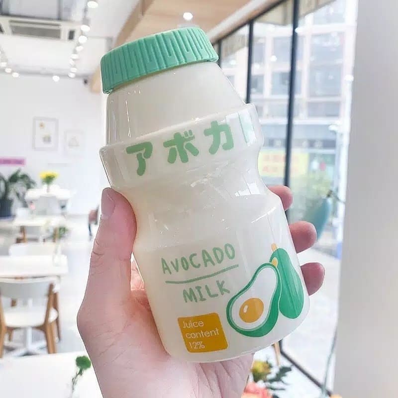 BOTOL MINUM YAKULT UNIK LUCU BOTOL MINUM ALA KOREA 480 ML-HIJAU SUSU