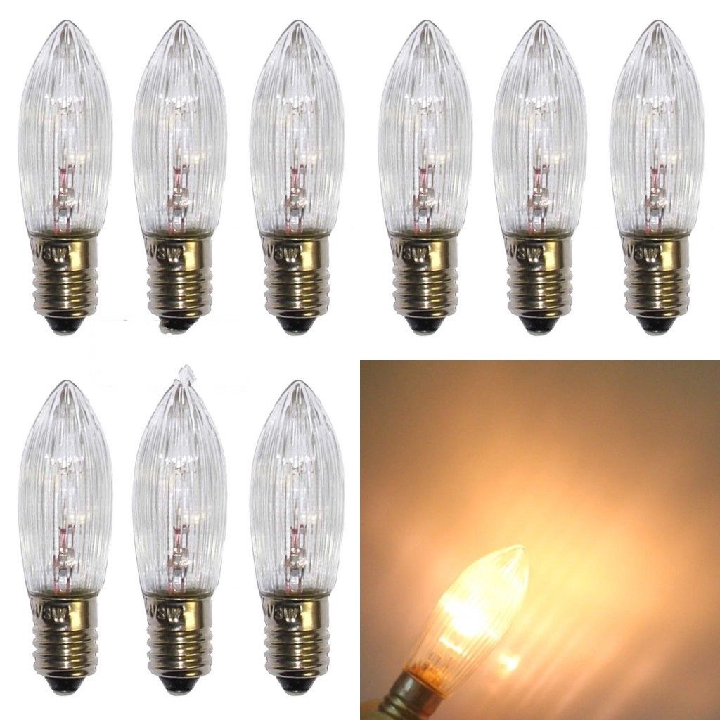 1 / 10 Pcs Bohlam Lampu LED E10 10V-55V AC Warna Warm White Untuk Dekorasi Natal