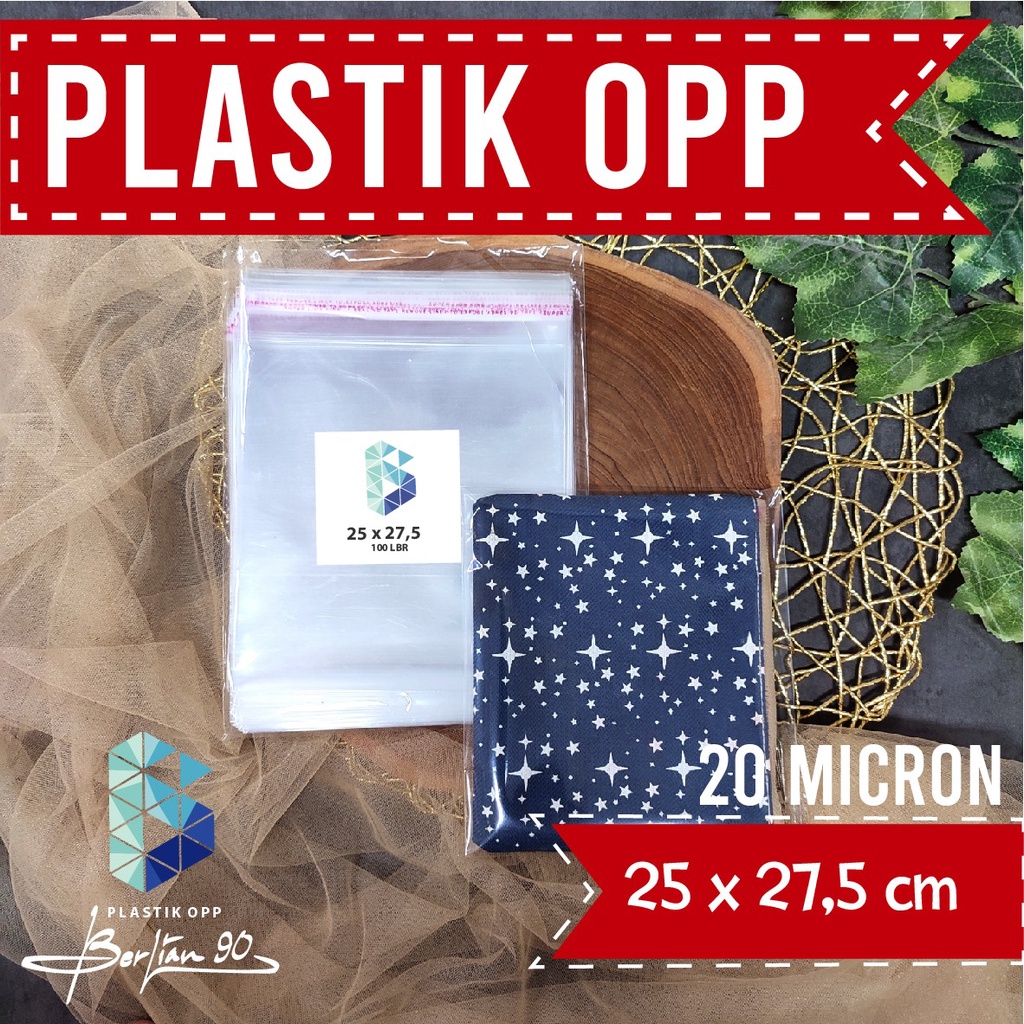 

PLASTIK OPP 25 X 27,5 CM 20 MIC / PLASTIK KEMASAN BUNGKUS BAJU KAOS GARMENT MURAH BERKUALITAS