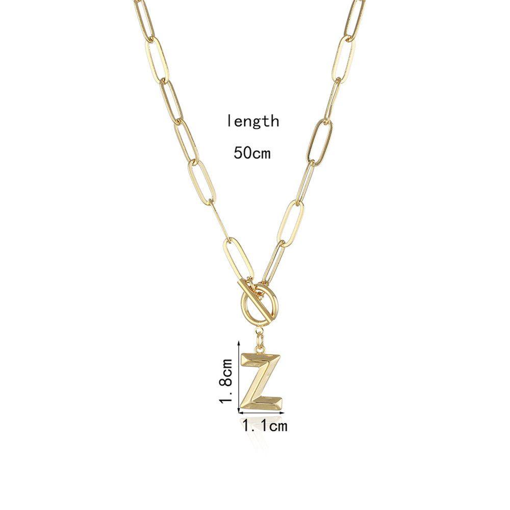 SUYO Kalung Wanita Fashion OT Gesper Huruf Lapis Emas A-Z