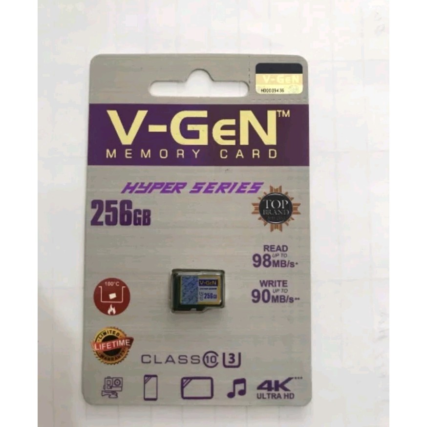 Memory Card Micro SD V-Gen Hyper Series 256GB Original Garansi Resmi