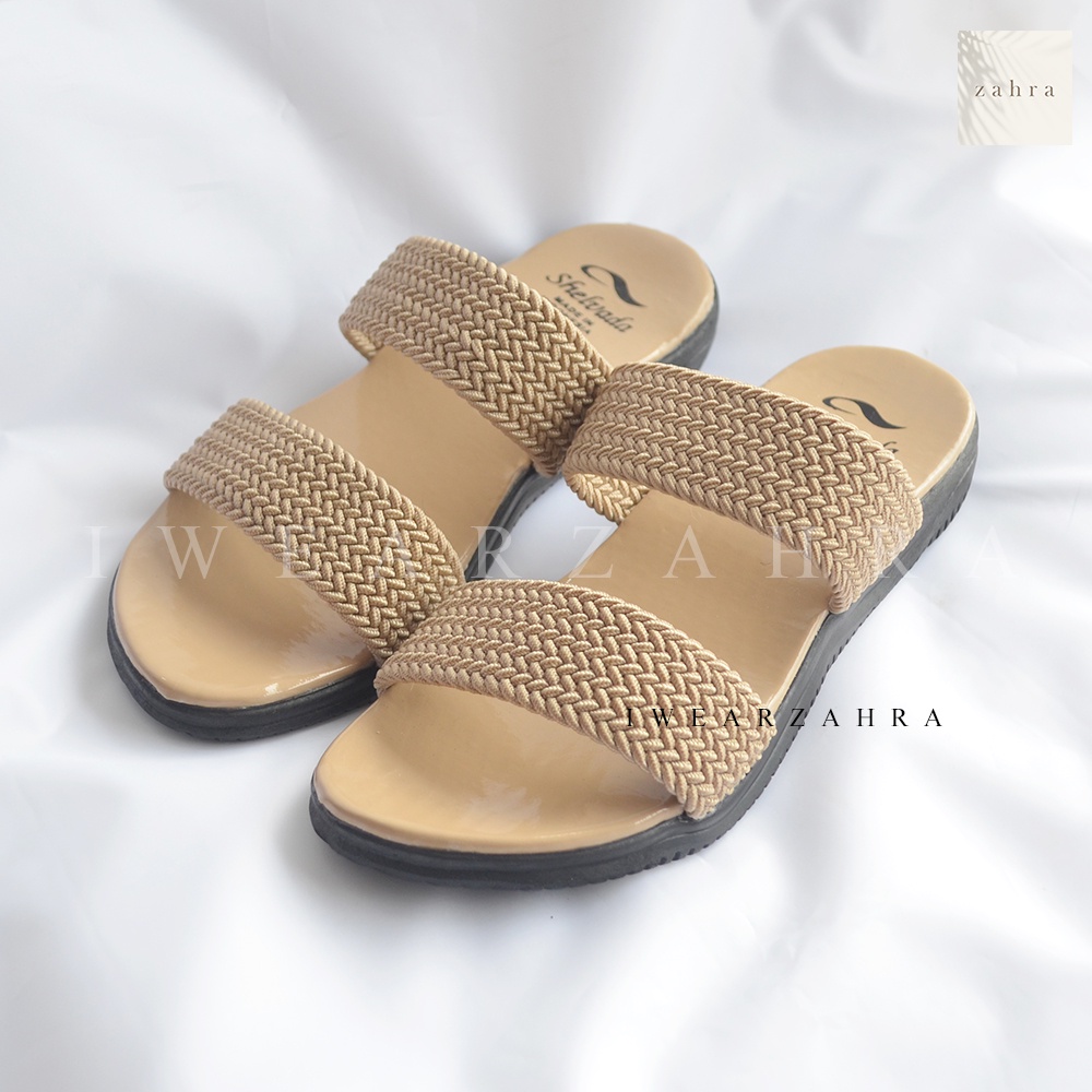 SANDAL SLOP 2 TALI WANITA  - sendal selop slip nyaman teplek wanita heels hak sandal wanita