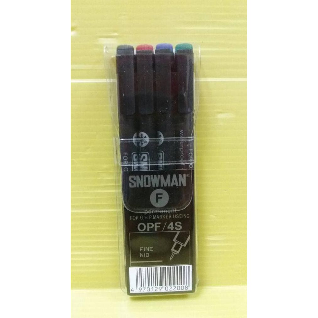 

Termurah Permanent Marker Snowman Ohp F (Fine) Set 4 Warna Offic