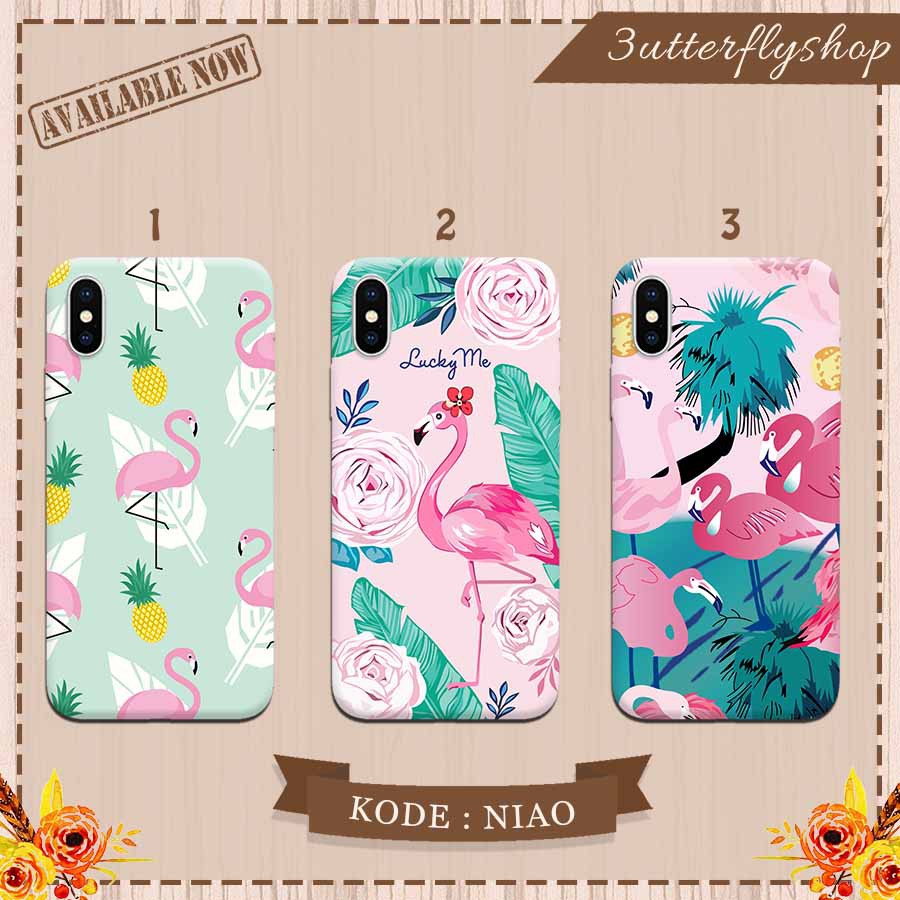 Flamingo Pinky Floral casing case Oppo Vivo Realme Redmi Xiaomi Samsung Iphone