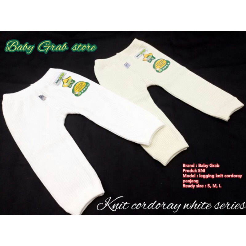 Legging bayi dan anak knit PUTIH polos | Legging knit WHITE cordoray bayi "Baby Grab"