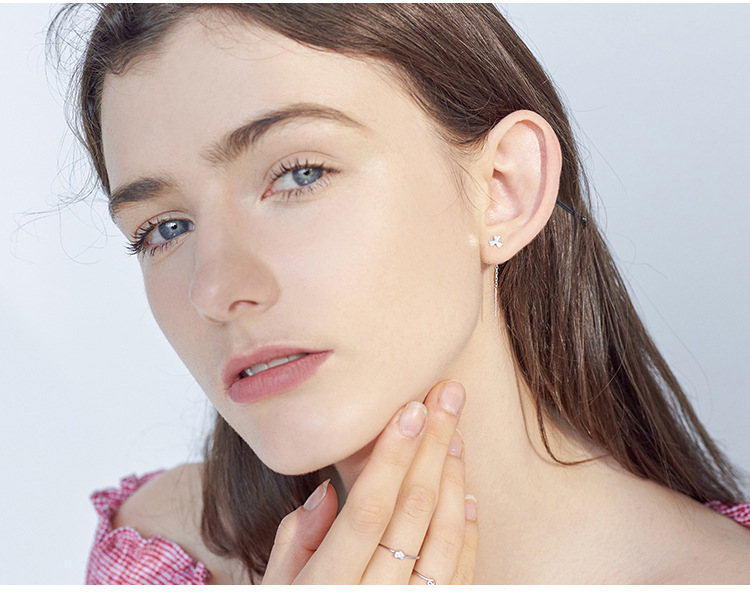 【SilverBaby】Italy Silver Earrings Anting wanita dengan berlian fashion perhiasan-3
