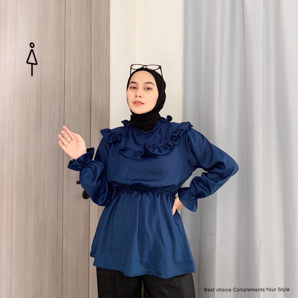 Nanir Blouse Basic Wanita Motif Polos by Mahyra