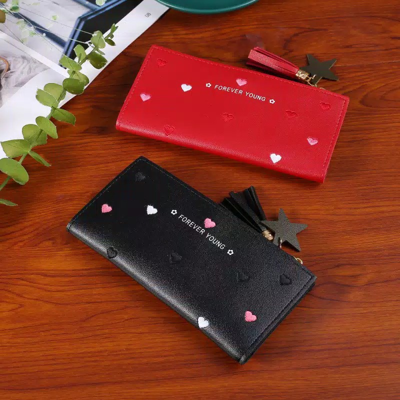 (COD) Dompet Lipat Wanita Dompet Kulit Fashion Dompet Panjang MALL SHOPPING