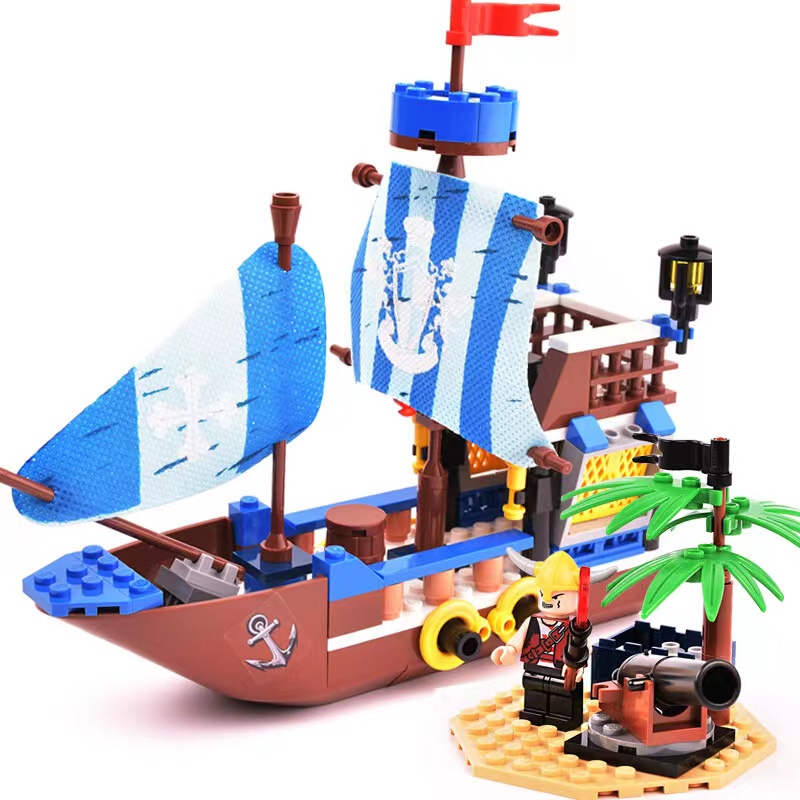 Image of Pirates of the Caribbean Model Puzzle Kapal Bajak Laut Mutiara Hitam Mainan Blok Bangunan anak-anak #4