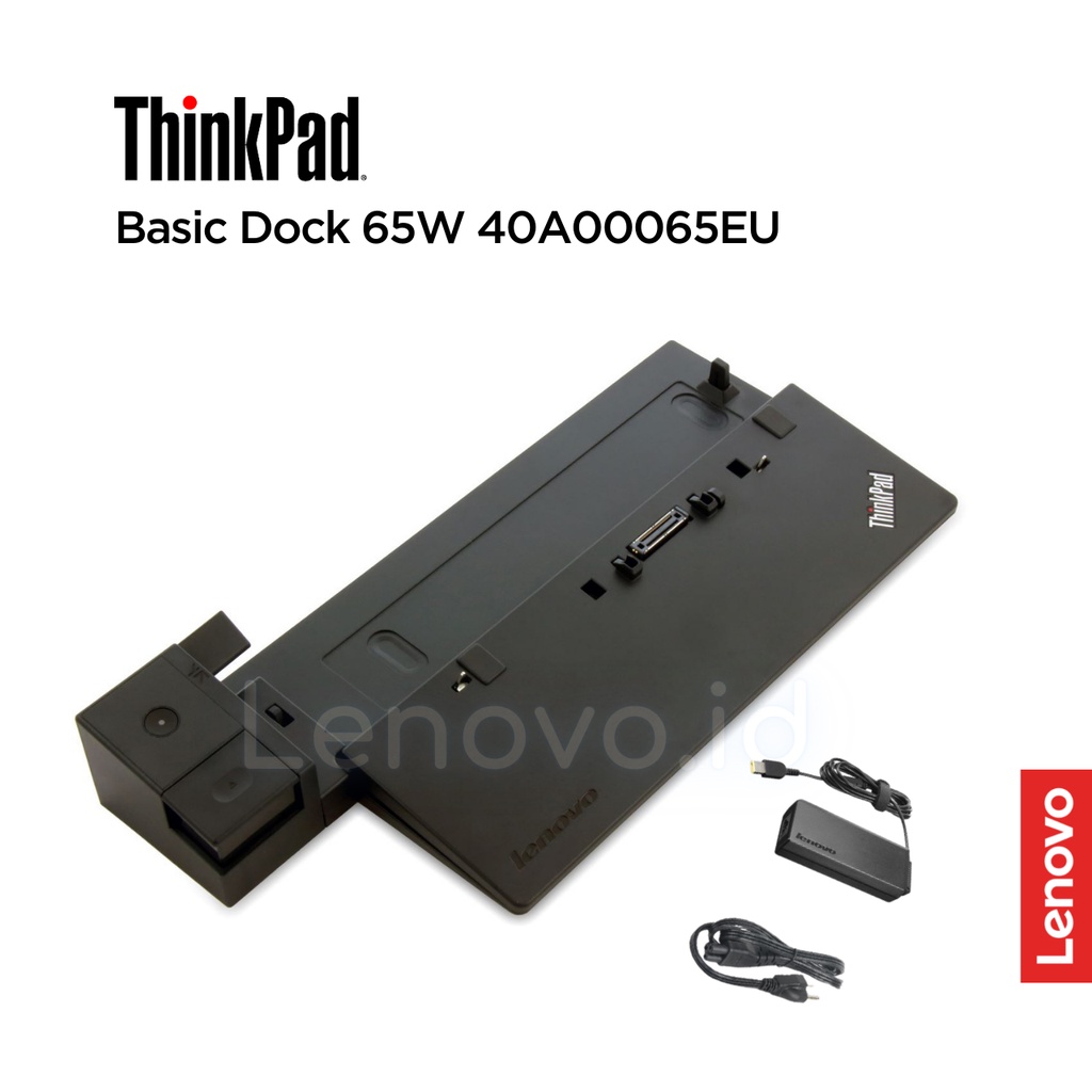 Lenovo ThinkPad Basic Dock 65W 40A00065EU + 65W AC Adapter Slim Tip (for ThinkPad L, P, T, W, X seri