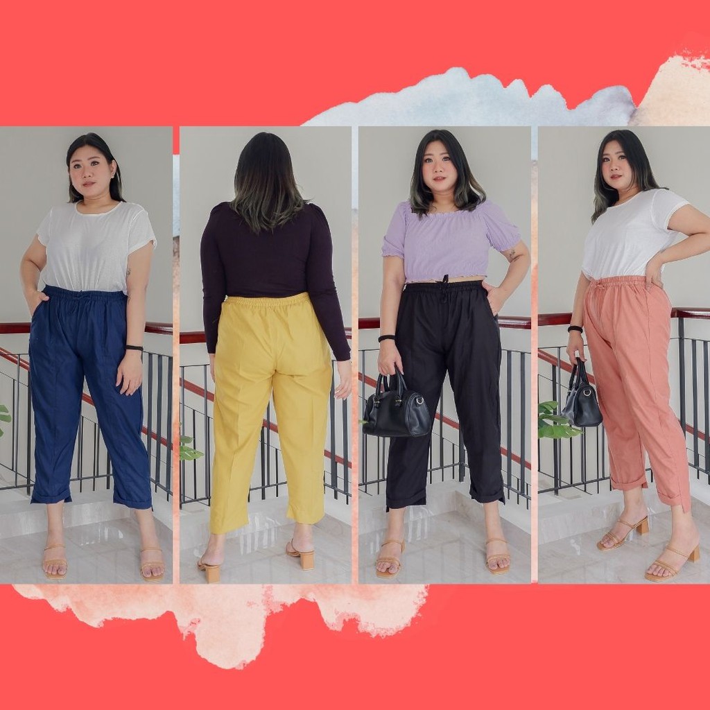 BAGGY PANTS BIG SIZE WANITA / CELANA PANJANG JUMBO WANITA / BAGGY KATUN