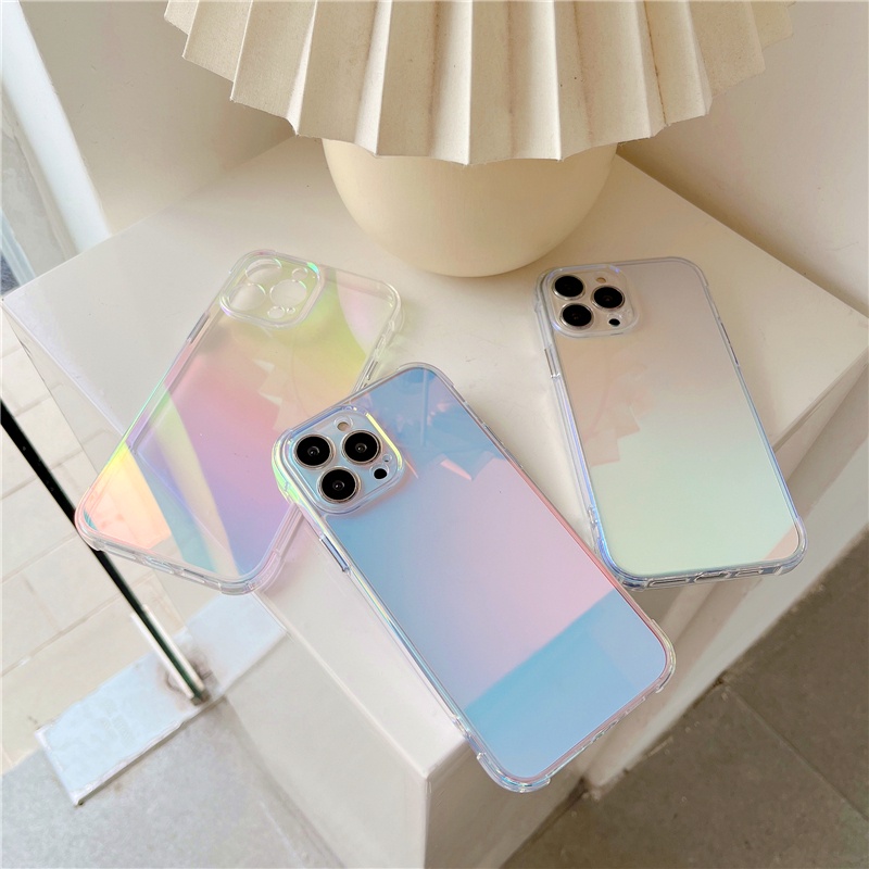 Hard Case Transparan Warna Gradasi Untuk iPhone 12 13 Pro MAX 11 Pro MAX X XS MAX XR