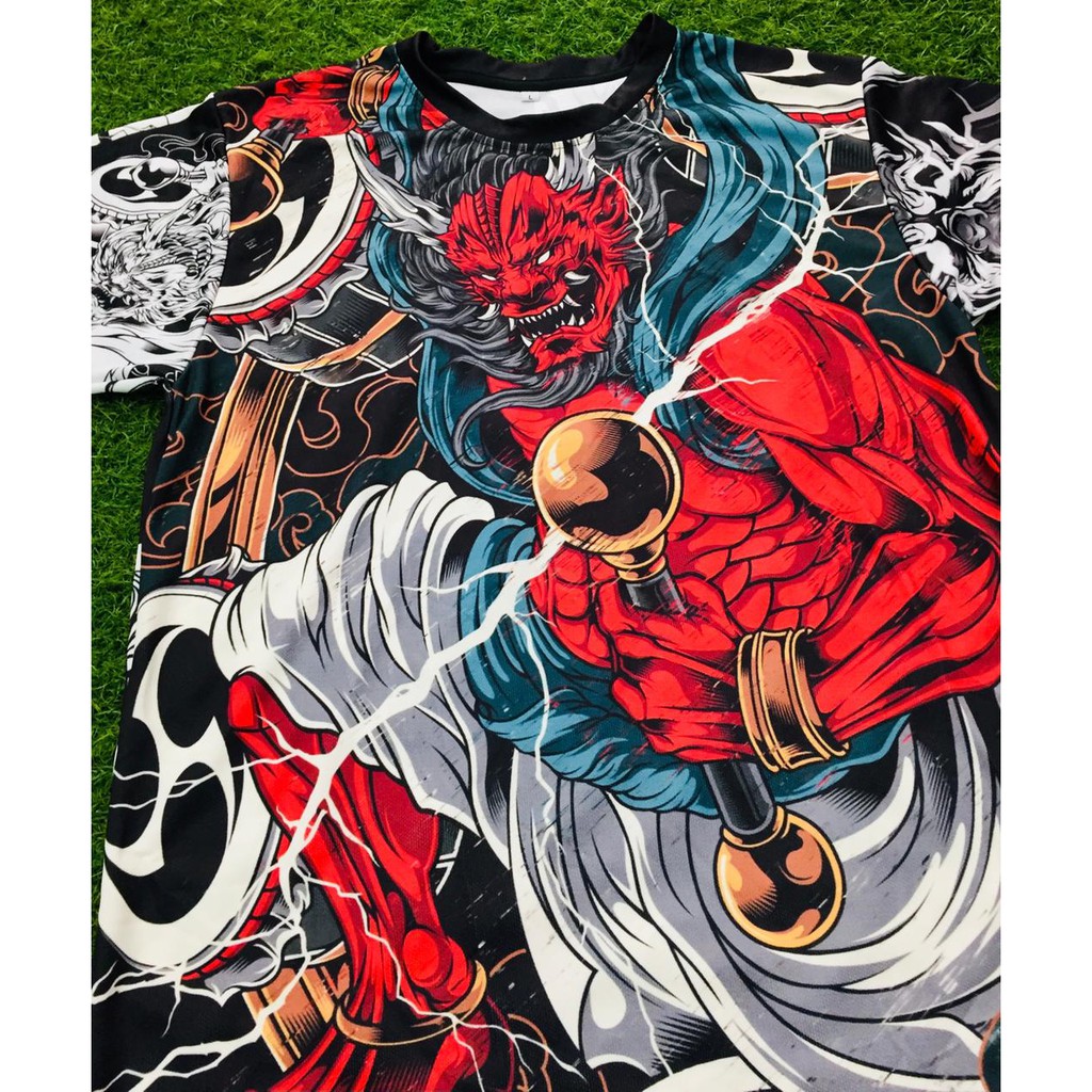 Tshirt Raijin Japanese Myth God Of Thunder Lightning and Storms Fullprint Anime Manga Premium Dryfit