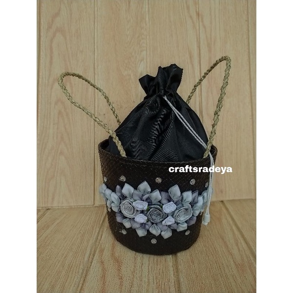 

iDk90 Tas ember bakul bunga pita 2 toples // tas hampers bakul raya premium / keranjang souvenir