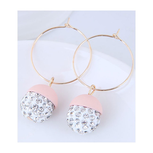 LRC Anting Hoops Fashion Round Shape Decorated Earrings