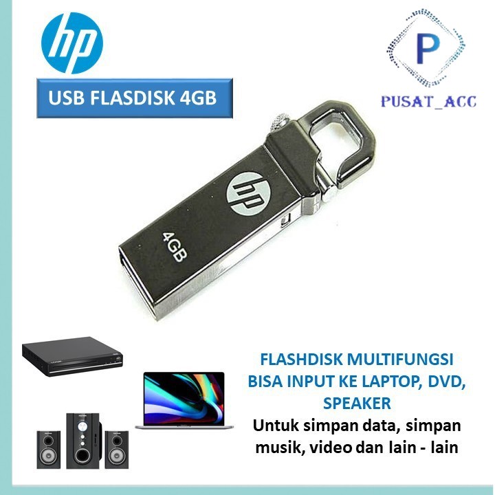 Flashdisk Flash Disk HP 4GB 4 GB  Stainless