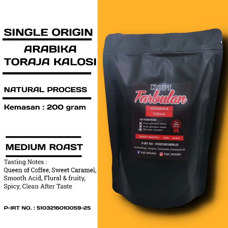 

Arabika Toraja Kopi Tarbulan Murni Netto 200 gram