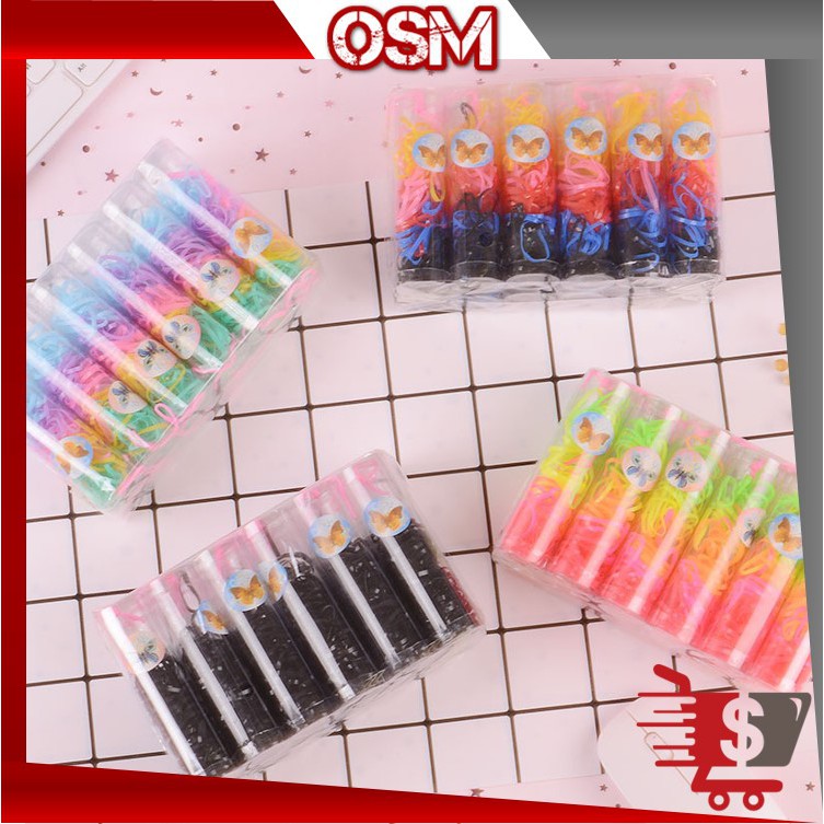 OSM - K837 (1 TONG) Ikat Rambut Warni Polos / Karet Rambut / Kuncir Rambut / Hairband