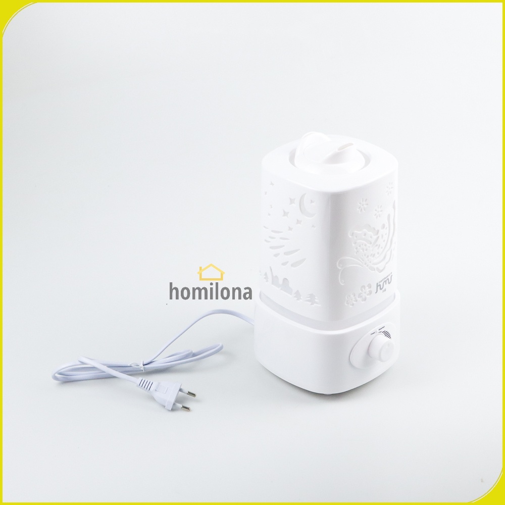 Air Humidifier Aromatherapy Oil Diffuser 7 Color Light 1500ml Carved Model Ukiran - Taffware  HUMI H6 - White