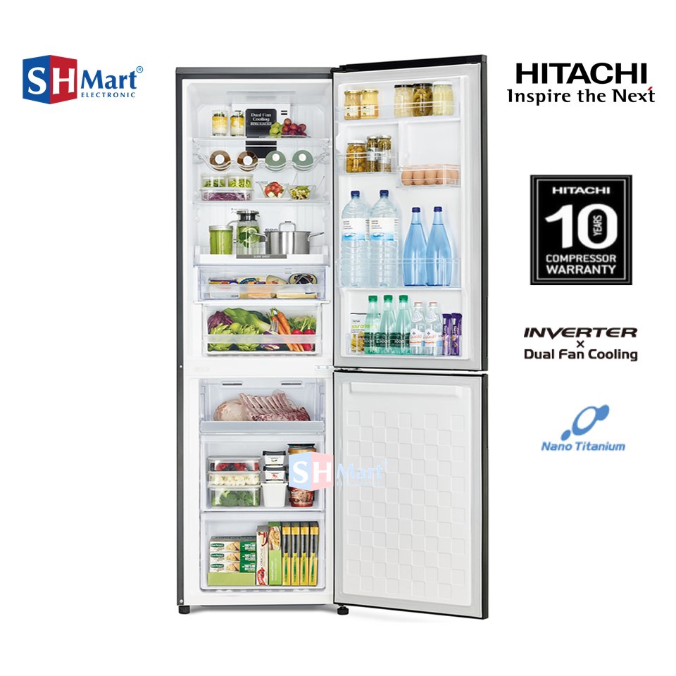 KULKAS HITACHI 2 PINTU BOTTOM FREEZER KAPASITAS 330 LITER R-BG41PGD6X XGR / RBG41PGD6X (KHUSUS MEDAN)