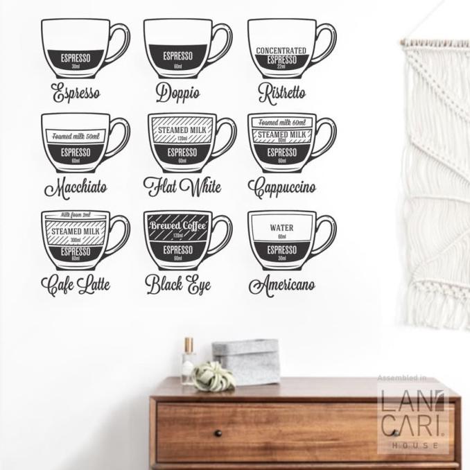 Jual stiker dinding nama kopi jenis coffee wall window sticker cutting ...