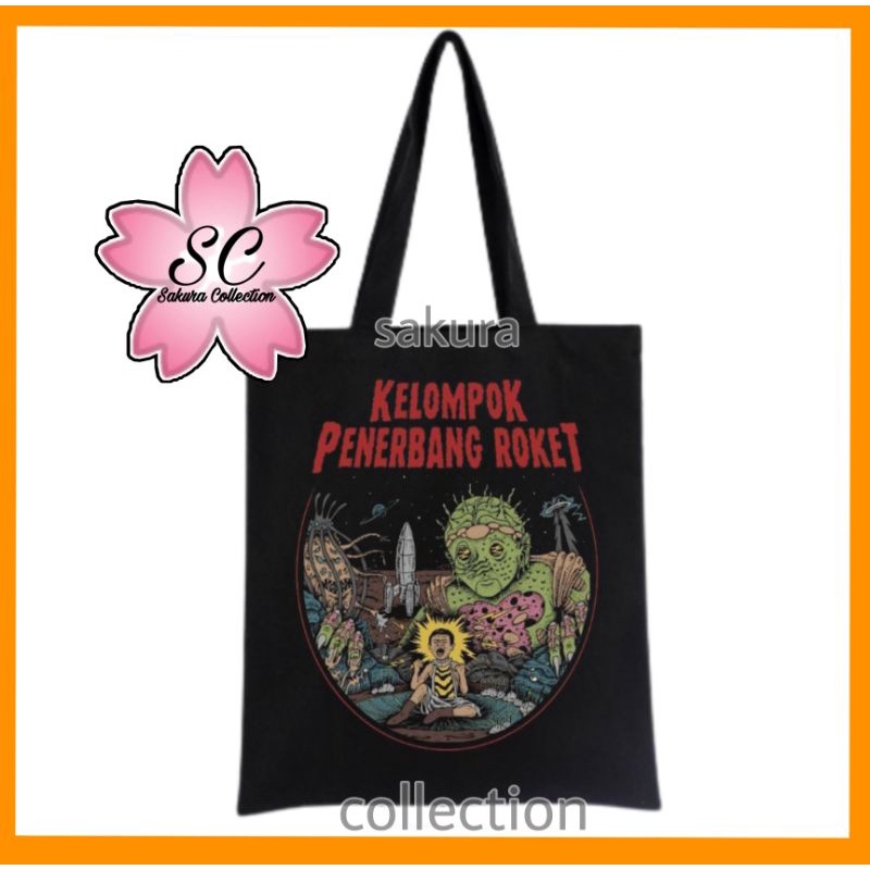 TOTE BAG KELOMPOK PENERBANG ROKET KPR - TOTEBAG RESLETING BAND METAL MUSIK HEAVY ROCK HITAM