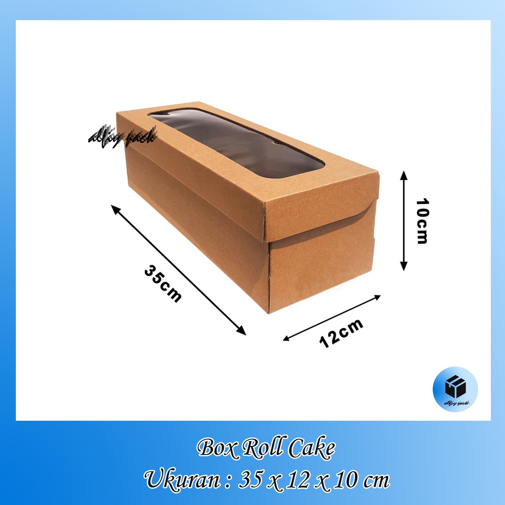 

1pack isi 10pcs BOX ROLLCAKE UKURAN 35X12X10 CM KOTAK KUE BOLU GULUNG BOLGUL DUS HAMPERS ROLL CAKE PACKAGING JENDELA MIKA