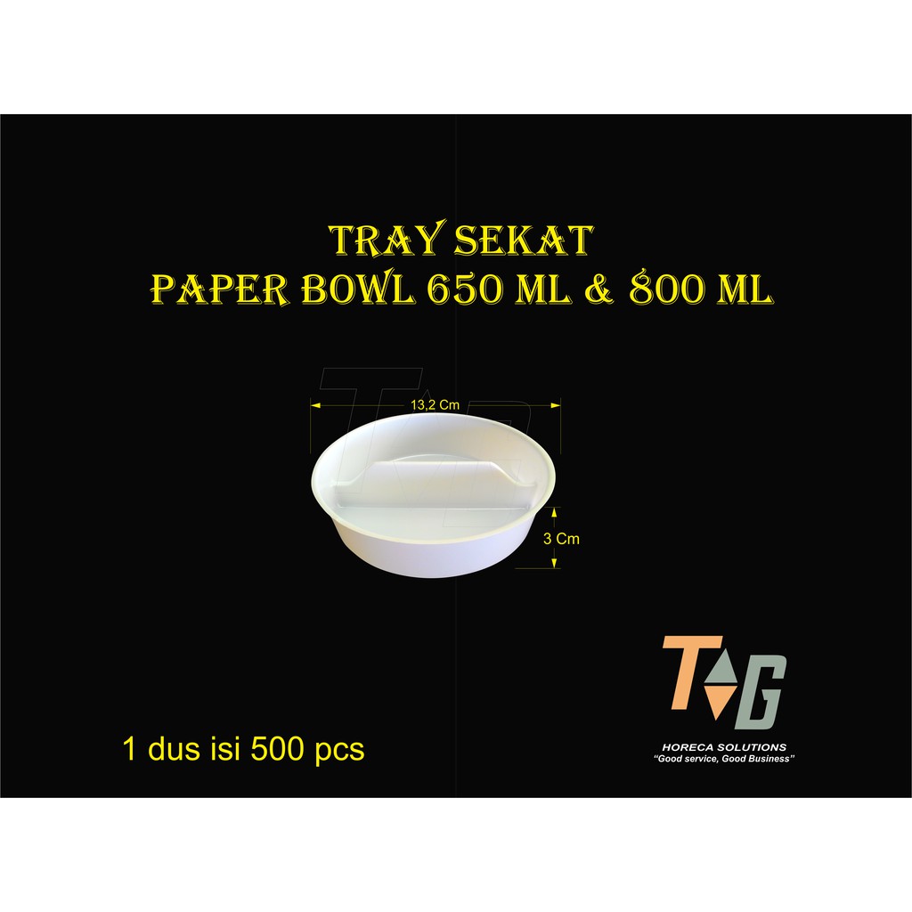 Tray  Partisi sekat 2 untuk Paper Bowl Cup 650 - 800 ml warna putih susu isi 50 pcs