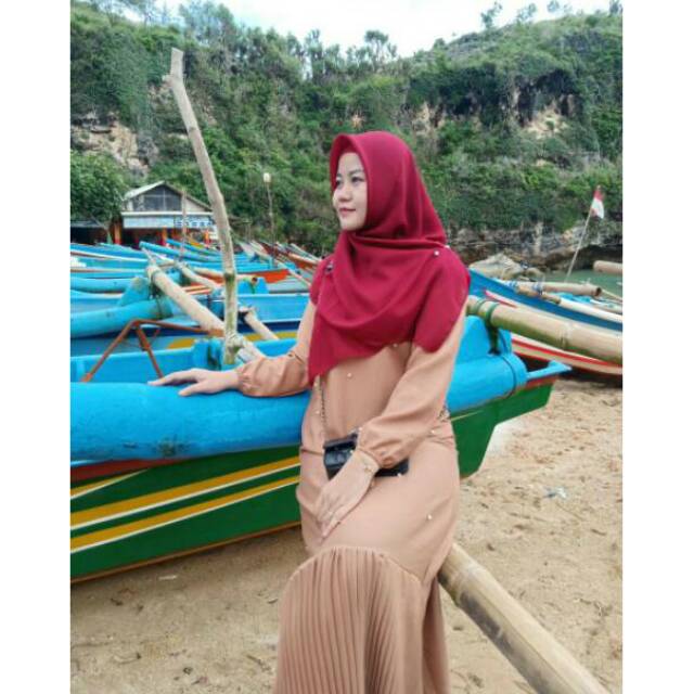 Sabrina Pearly Maxi SN1597 Jumbo / Dress / Gamis plisket mewah