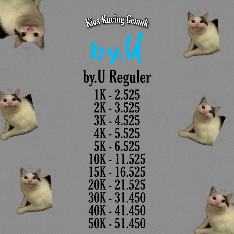 PULSA BY.U REGULER MURAH 15K-50K - Kios Kucing Gemuk