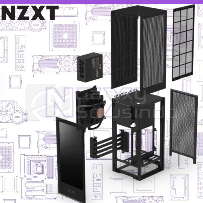 NZXT H1 Black Tempered Glass Mini-ITX Gaming Case with PSU, AIO, and Riser Card